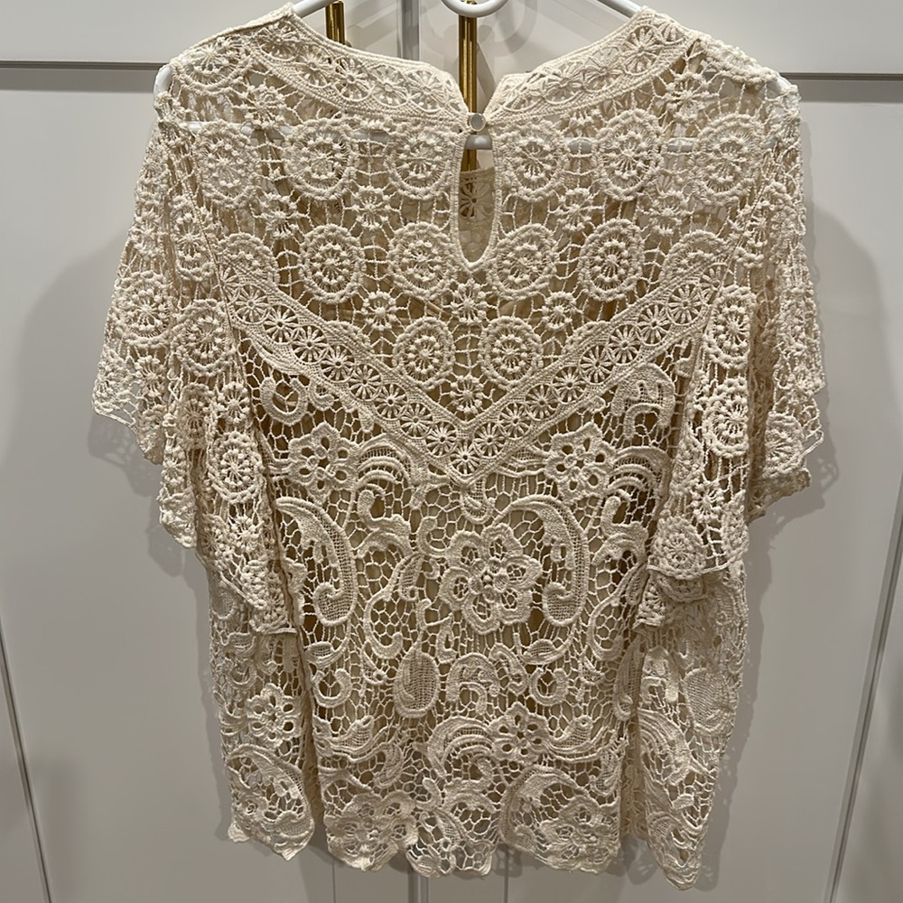 NWT Adiva Elegant Lace Women’s Top in Cream - Picture 2 of 6